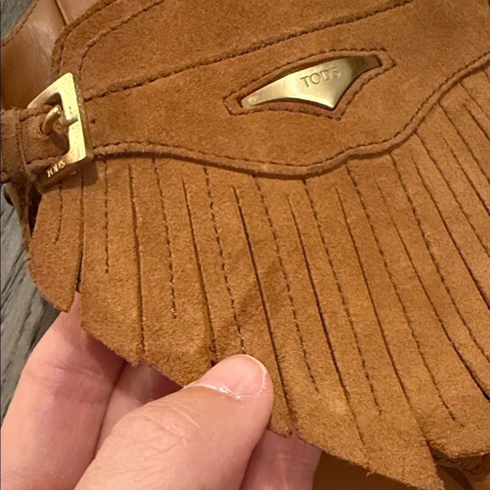 Tod's Tan Suede Leather Fringe Sandals - Picture 2 of 5